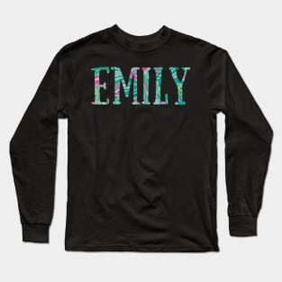 "Emily" Pink and Green Floral - Customizable Long Sleeve T-Shirt